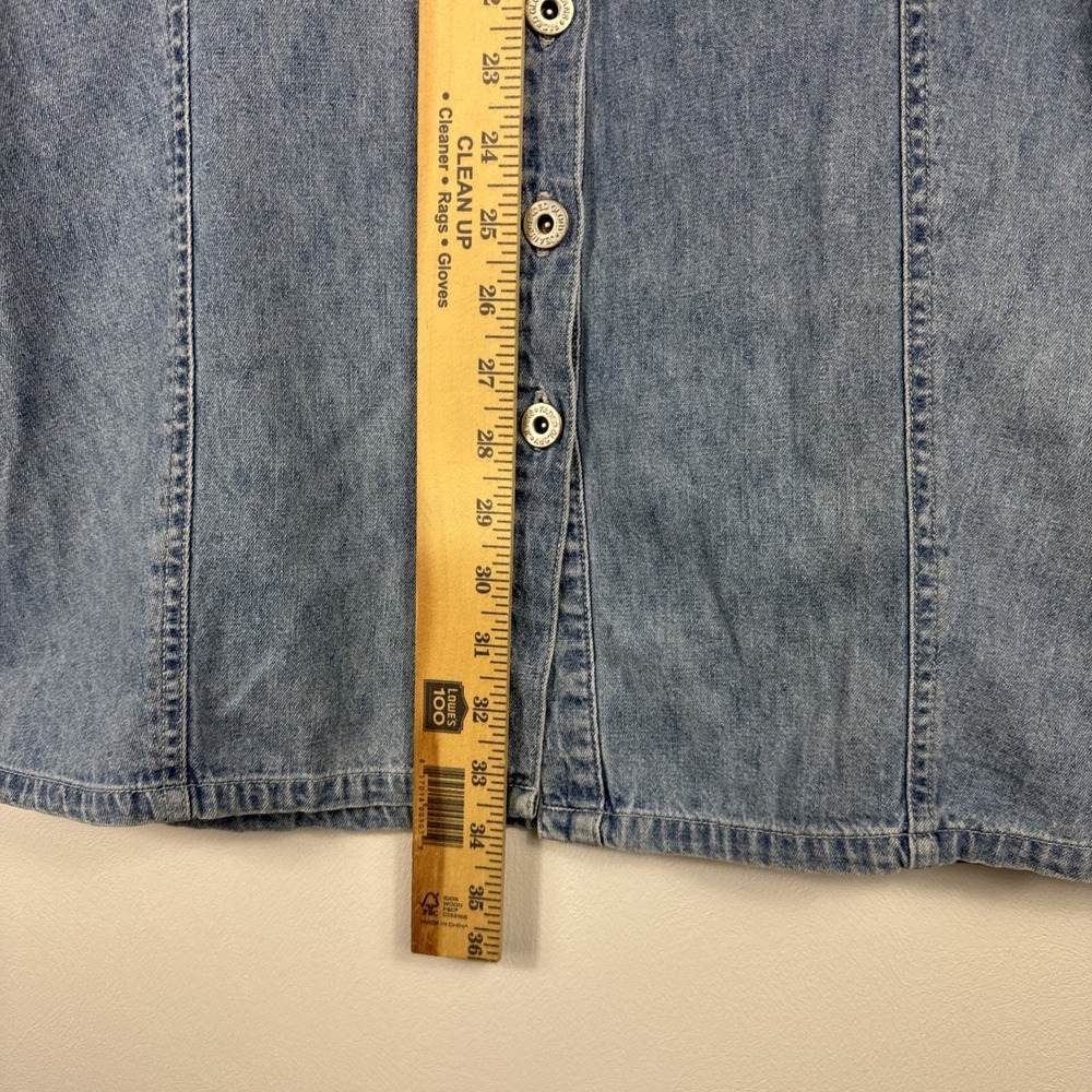 Vintage Faded Glory Denim Dress Womens 10 Button Front Short Sleeve Cottage 00s‎ - Picture 6 of 10